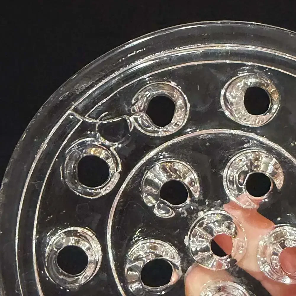Vintage Clear Glass Flower Frog with 16 Holes, 5 Inch Diameter